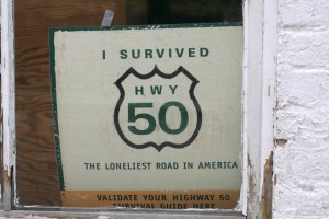 Highway 50 sign in General store